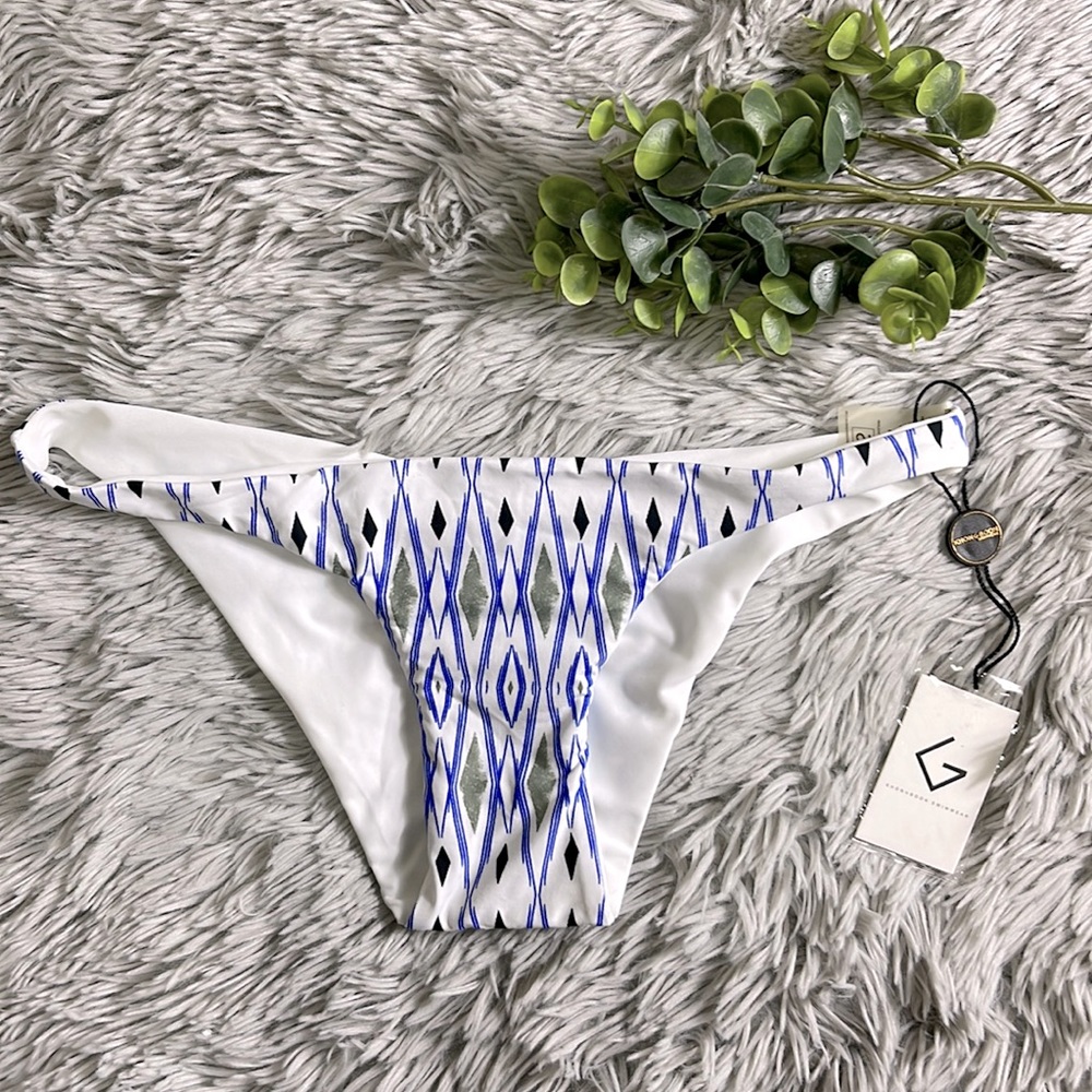 NWT khong boon blue and white aztec tribal bikini bottom size s